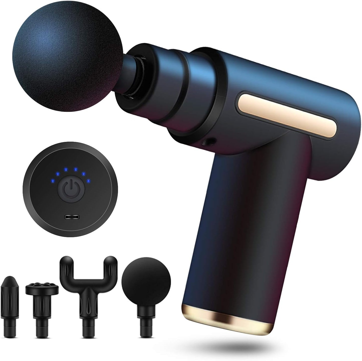 Mini Massage Gun Deep Tissue - Portable 6 Speeds Handheld Muscle Massager with 4 Heads