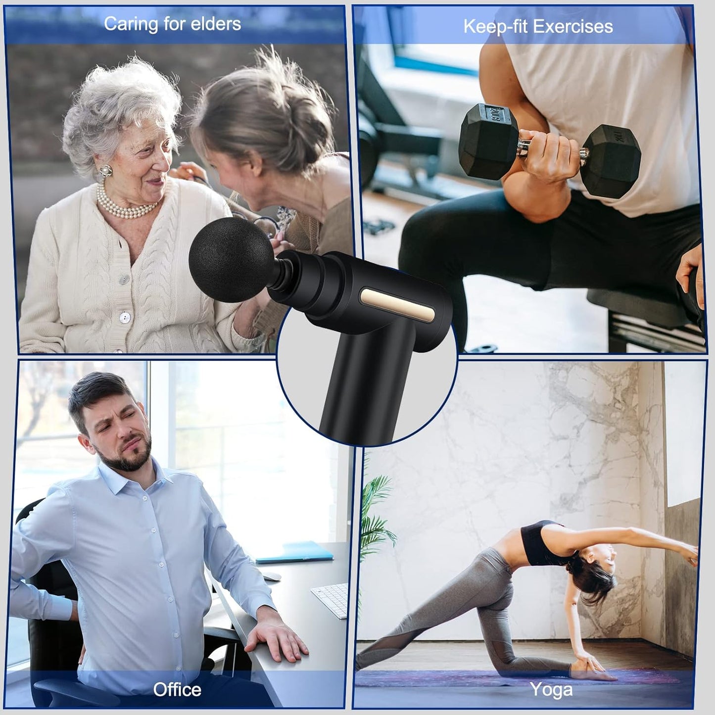 Mini Massage Gun Deep Tissue - Portable 6 Speeds Handheld Muscle Massager with 4 Heads