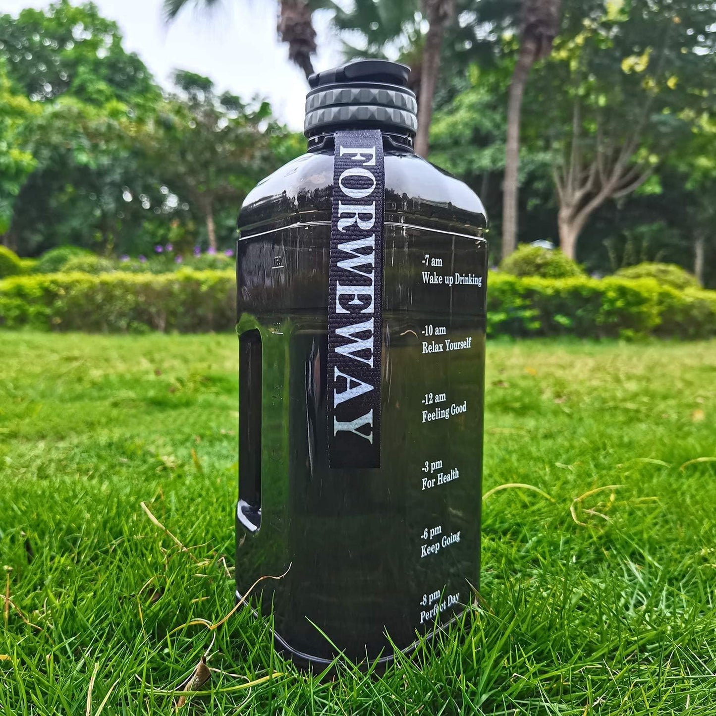 Half Gallon Water Bottle with Handle 2.2L - BPA Free - with Time Marker