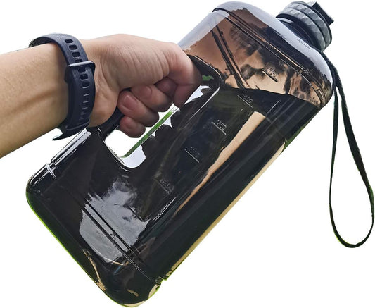Half Gallon Water Bottle with Handle 2.2L - BPA Free - with Time Marker